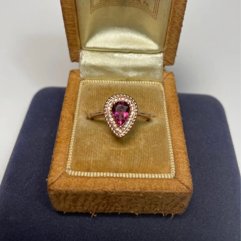 REDUCED 14k rose gold diamond and pink tourmaline